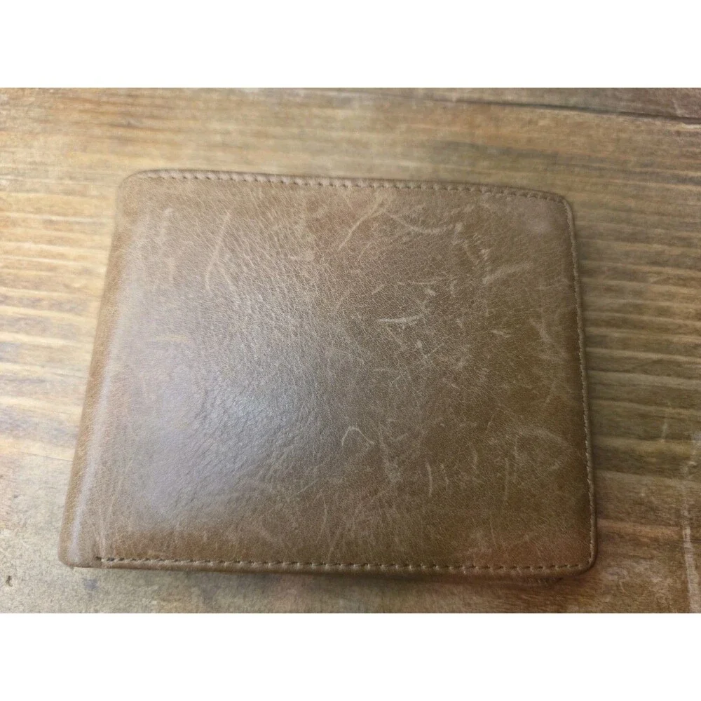 HIMI Men's Brown Bifold Wallet with Logo, ID Window & Credit Card Slots